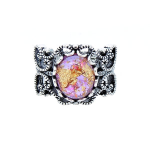 Filigree Purple Fire Opal Statement Ring Women Ginger Lyne Collection - Purple/Gold,12
