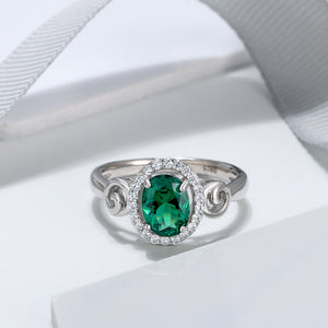 Green Cz Engagement Statement Ring Sterling Silver Womens Ginger Lyne - 6