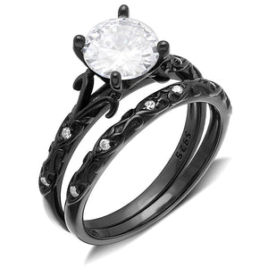 Lanelle Bridal Set Sterling Silver Engagement Ring Womens Ginger Lyne - Black,5