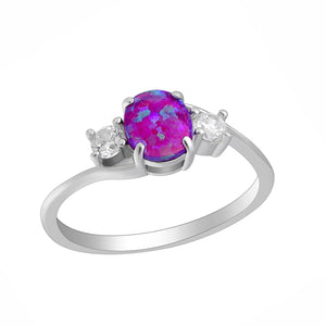 Addy Purple Opal Ring Sterling Silver Women Engagement Ginger Lyne - Purple,12