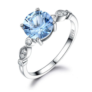 Created Blue Topaz Engagement Ring Sterling Silver Women Ginger Lyne - 6
