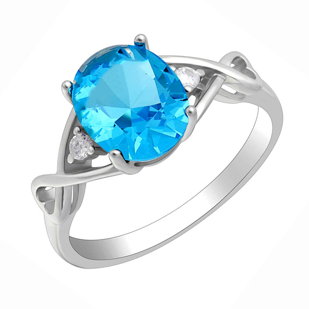 Engagement Birthstone Ring Sterling Silver Cubic Zirconia Womens Ginger Lyne Collection - Light Blue,5