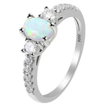 Load image into Gallery viewer, Emil Fire Opal Sterling Silver Cz Engagement Ring Womens Ginger Lyne - White,5
