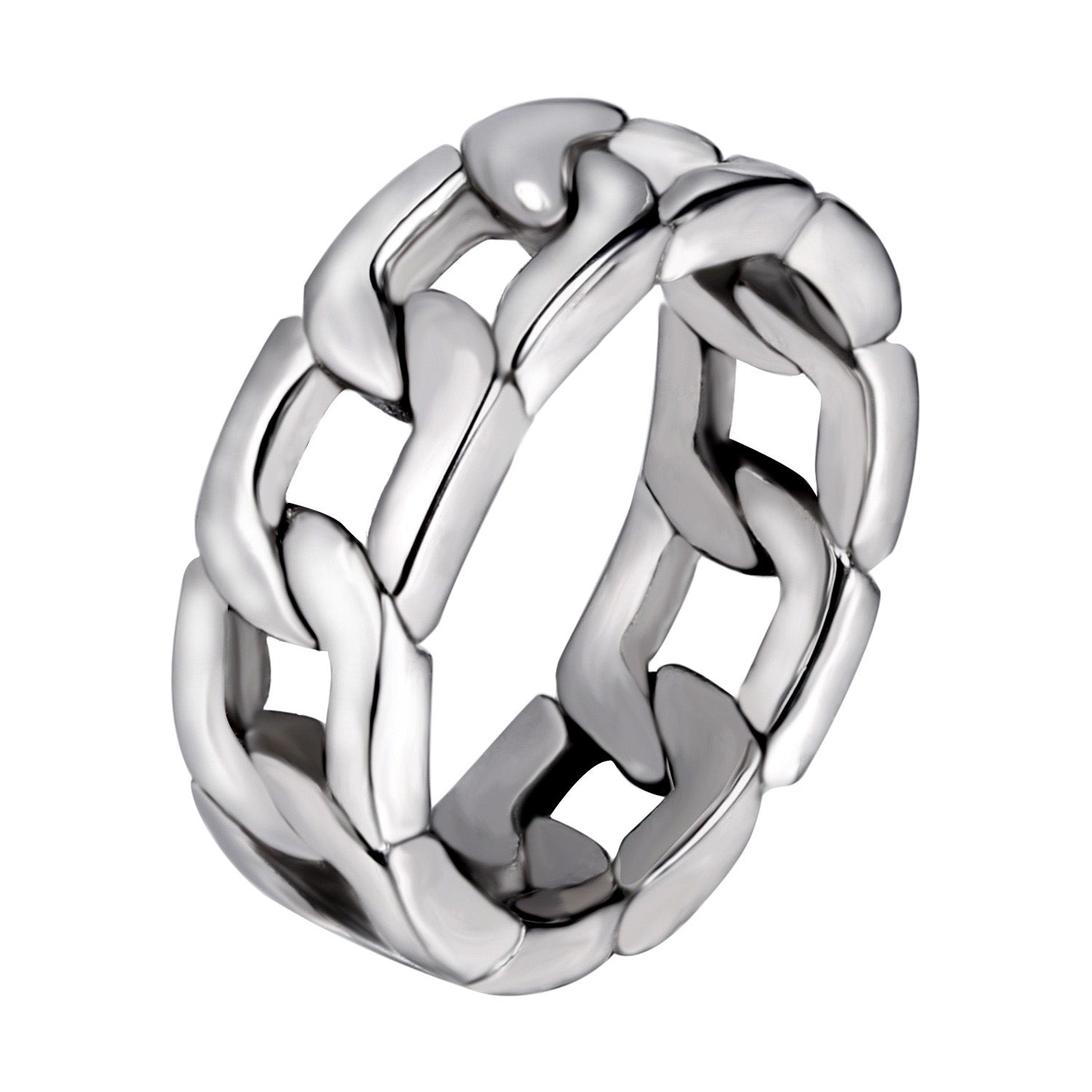 Chain Wedding Band 6.5mm Stainless Steel Men Women Ginger Lyne Collection - 11