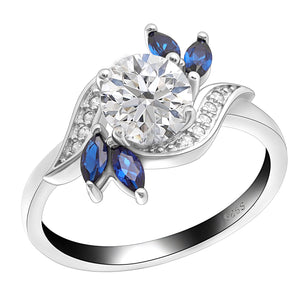 Cherish Engagement Ring Sterling Silver Blue Marquise Women Ginger Lyne - 7