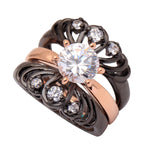 Load image into Gallery viewer, Cordelia Bridal Set Solitaire 3pc Black Rose Cz Engagement Ginger Lyne - 12
