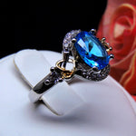 Load image into Gallery viewer, Ivette Birthstone Statement Ring Blue Two Tone Plate Women Ginger Lyne - Blue,10
