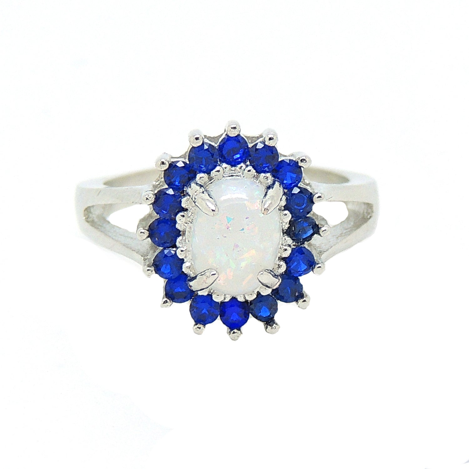 Reese Statement Engagement Ring Fire Opal Blue Cu Womens Ginger Lyne - 9