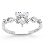 Load image into Gallery viewer, Allie Engagement Ring Clear Cz Heart Sterling Silver Women Ginger Lyne - Silver,5
