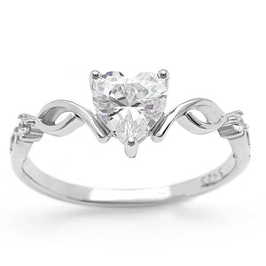 Allie Engagement Ring Clear Cz Heart Sterling Silver Women Ginger Lyne - Silver,5