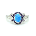 Load image into Gallery viewer, Cheyna Statement Ring Blue Fire Opal Purple CZ Ginger Lyne Collection - 8

