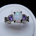 Load image into Gallery viewer, Tatum Statement Ring Oval Shape Fire Opal Purple Cz Womens Ginger Lyne - 10
