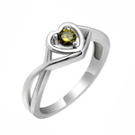 Load image into Gallery viewer, Christine Promise Ring Heart Engagement Women Silver Cz Ginger Lyne - August-Olive Green,9

