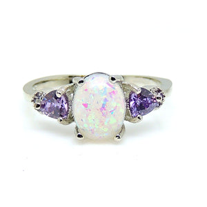 Celia Fire Opal Ring Purple Engagement Womens Ginger Lyne Collection - 8