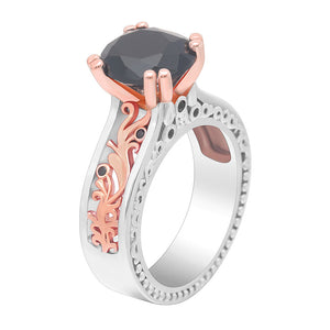 Nadia Engagement Ring Black Cz Rose Gold Plated Womens Ginger Lyne Collection - Black/Silver,10