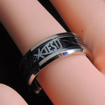 Load image into Gallery viewer, Jesus Black Wedding Band Ring Stainless Steel Mens Womens Ginger Lyne Collection - 10.5
