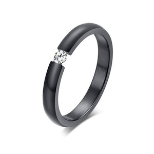 Wedding Band Ring Stainless Steel Crystal Womens Mens Ginger Lyne - Black,5