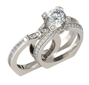 Skylar Bridal Set Band Inserts Engagement Ring Cz Womens Ginger Lyne - Clear,12