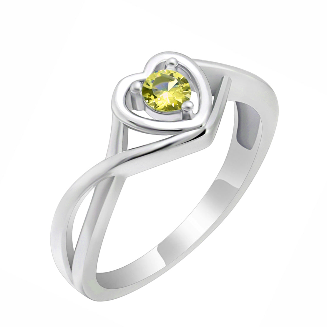 Christine Promise Ring Heart Engagement Women Silver Cz Ginger Lyne - November Yellow,8