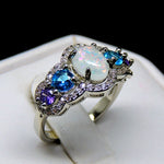 Load image into Gallery viewer, Riley Statement Ring White Fire Opal Purple Blue Cz Womens Ginger Lyne - 11
