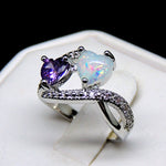 Load image into Gallery viewer, Cora Heart Ring Created Fire Opal Purple Cz Promise Women Ginger Lyne Collection - 10
