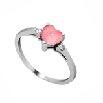 Load image into Gallery viewer, Shelly Engagement Promise Ring Heart Pink Opal Silver Women Ginger Lyne - 6

