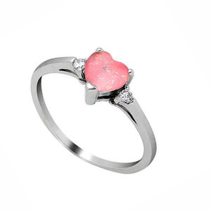 Shelly Engagement Promise Ring Heart Pink Opal Silver Women Ginger Lyne - 6