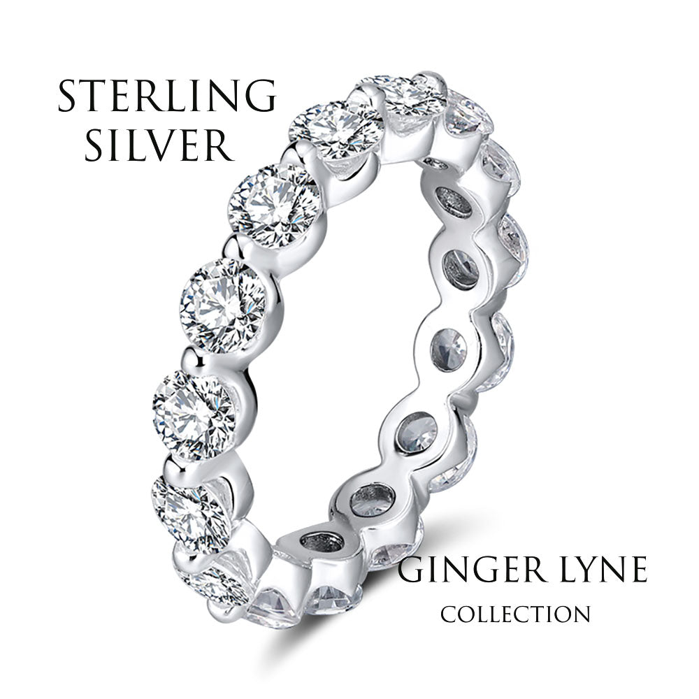Eternity Bridal Wedding Band Ring for Women Cz Sterling Silver Ginger Lyne Collection - 6