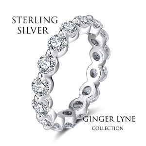 Eternity Bridal Wedding Band Ring Cz Sterling Silver Women Ginger Lyne - 6
