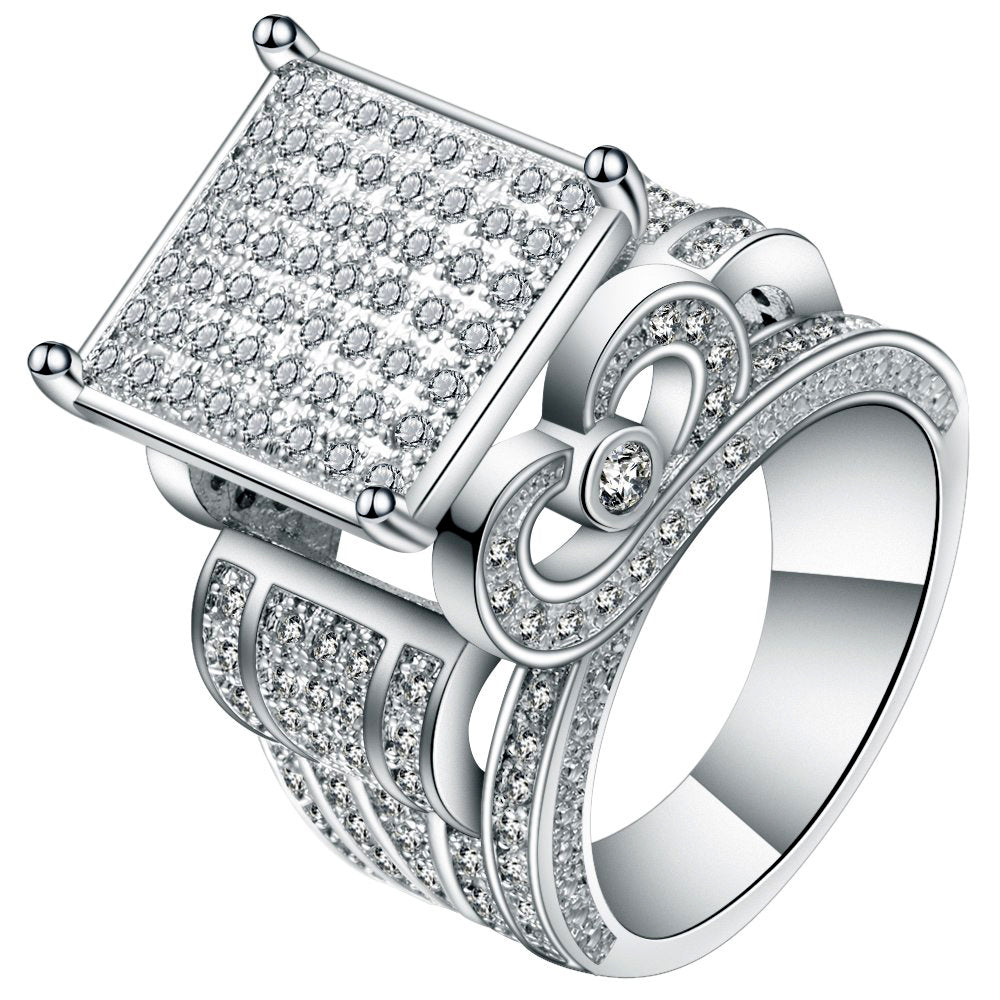Edwina Engagement Ring Square Micro Pave Exaggerated Women Ginger Lyne - 8