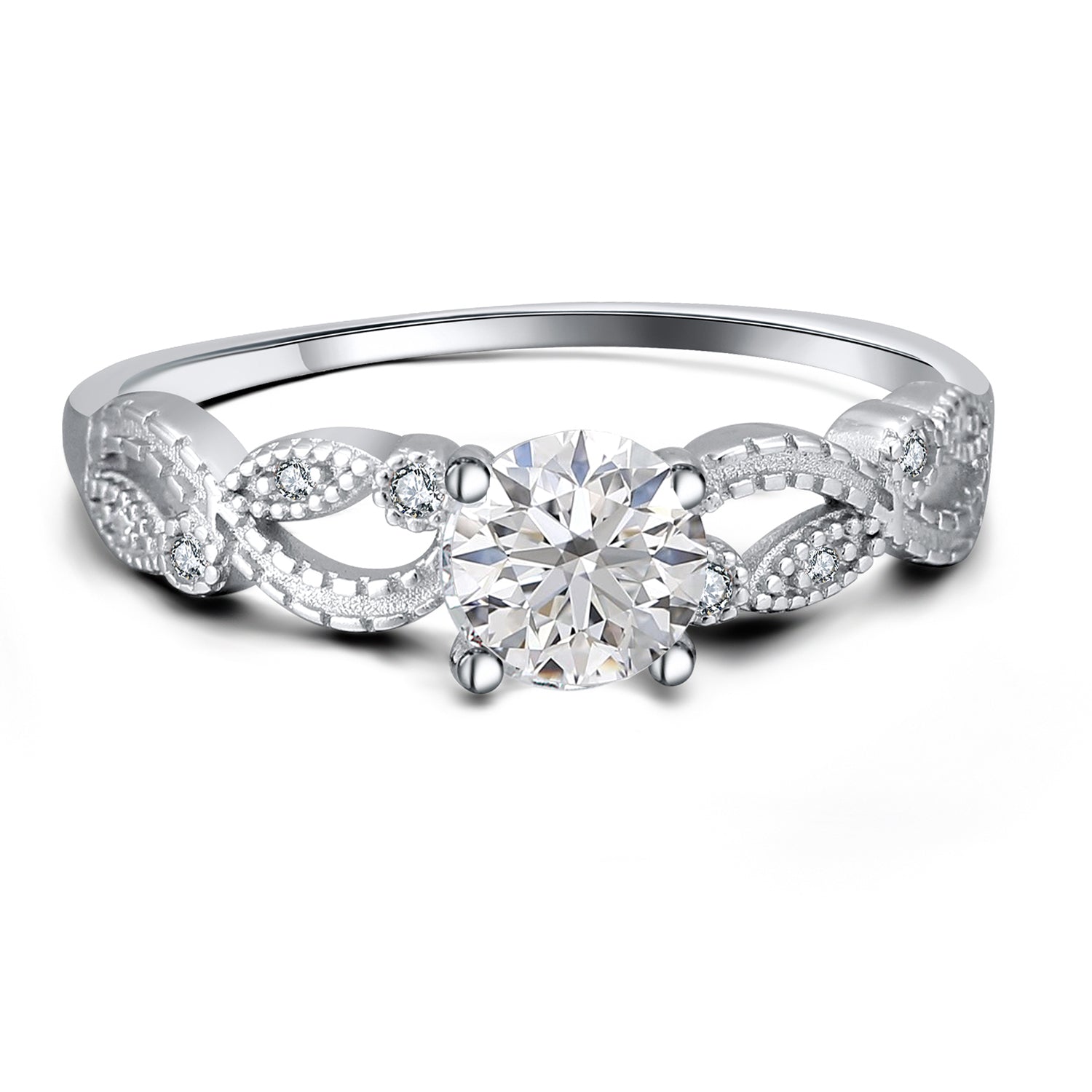 Engagement Ring Sterling Silver Cz Versia Filigree Womens Ginger Lyne - 7