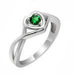 Load image into Gallery viewer, Christine Promise Ring Heart Engagement Women Silver Cz Ginger Lyne - May Green,5
