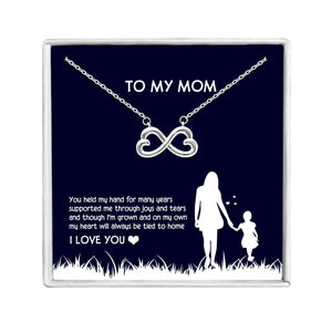 Mom Greeting Card Sterling Silver Infinity Hearts Necklace Women Ginger Lyne Collection - Mom-093