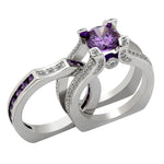Load image into Gallery viewer, Skylar Bridal Set Band Inserts Engagement Ring Cz Womens Ginger Lyne - Purple/Purple,5
