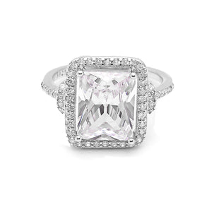 Dorian Engagement Ring Halo Emerald Sterling Silver Women Ginger Lyne - 12