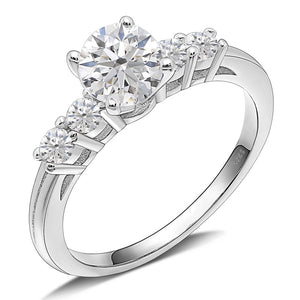 Le Sha Engagement Ring Sterling Silver 3 Stone Cz Womens Ginger Lyne - 11