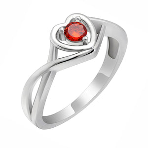 Christine Promise Ring Heart Engagement Women Silver Cz Ginger Lyne - July Red,5