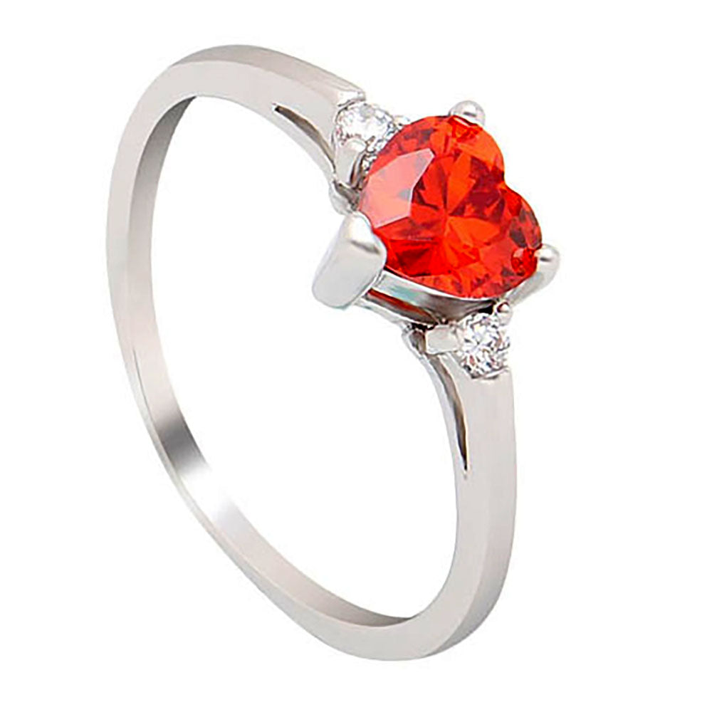Shelly Engagement Promise Ring Heart Sterling Silver Women Ginger Lyne Collection - Red,10