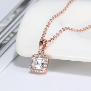 Square Halo Pendant Necklace for Women Gold Sterling Silver Cz Ginger Lyne Collection - Yellow Gold