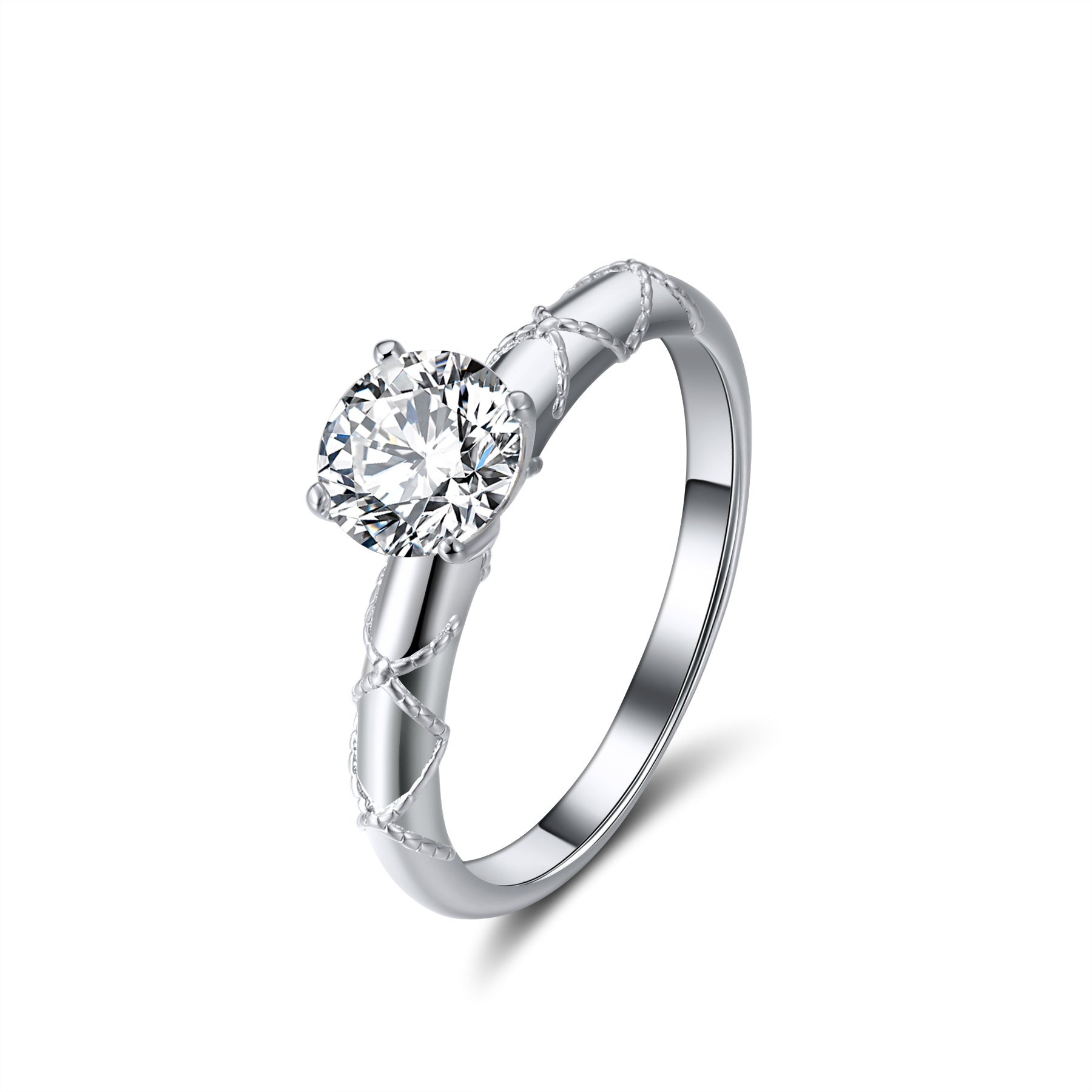 Amore Mia Engagement Ring Women 1 Ct Moissanite Sterling Silver Ginger Lyne - White Gold Trim,7