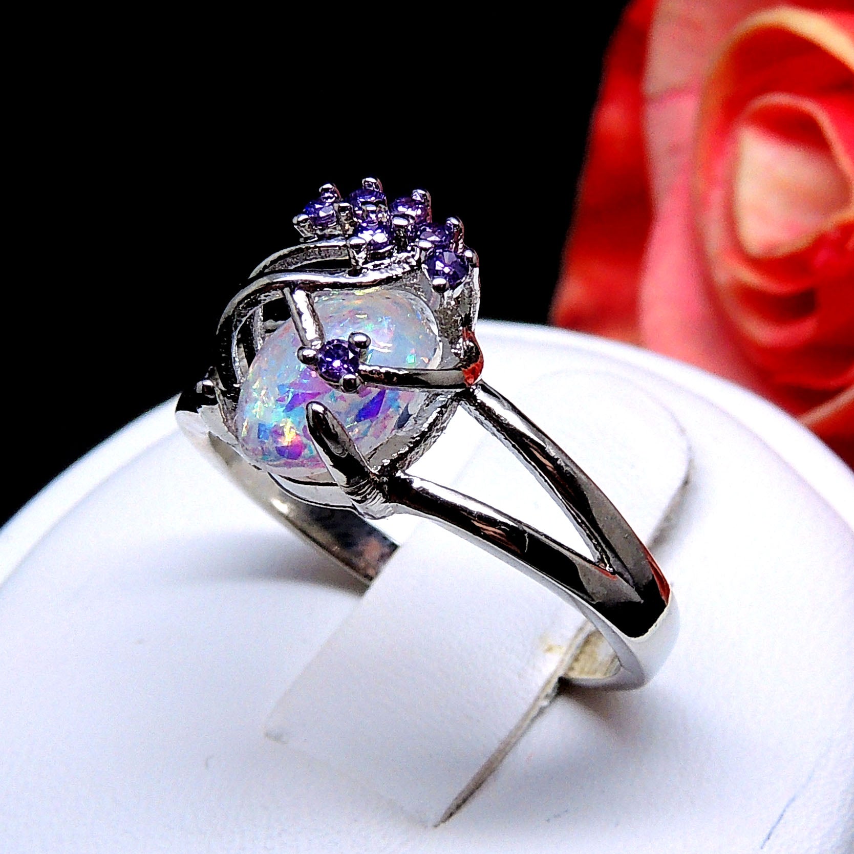 Adlai Simulated Fire Opal Ring Women Purple Cubic Zirconia Ginger Lyne - 10