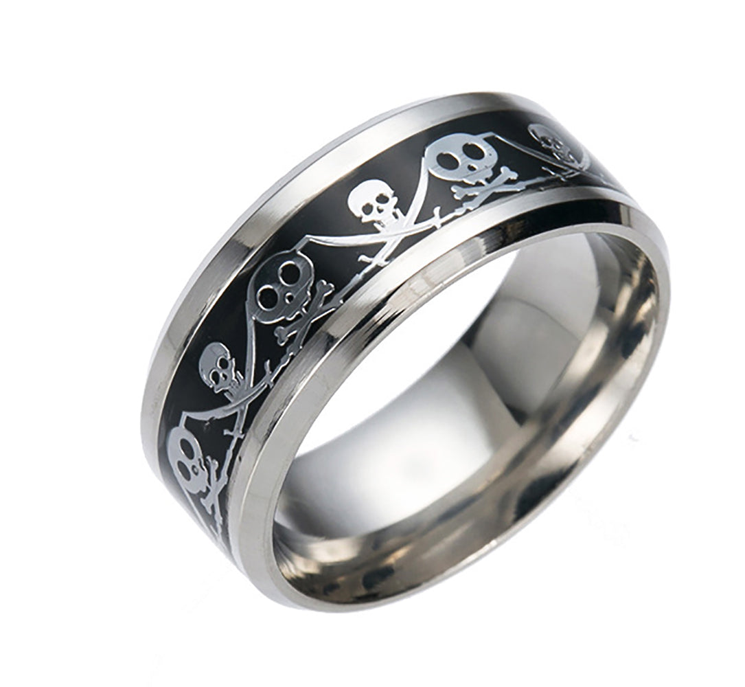 Pirate Jack Wedding Band Ring Stainless Steel Men Women Ginger Lyne Collection - 11.5