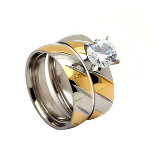 Bree Bridal Set Women Stainless Steel Engagement Ring 6mm Band Ginger Lyne - 9