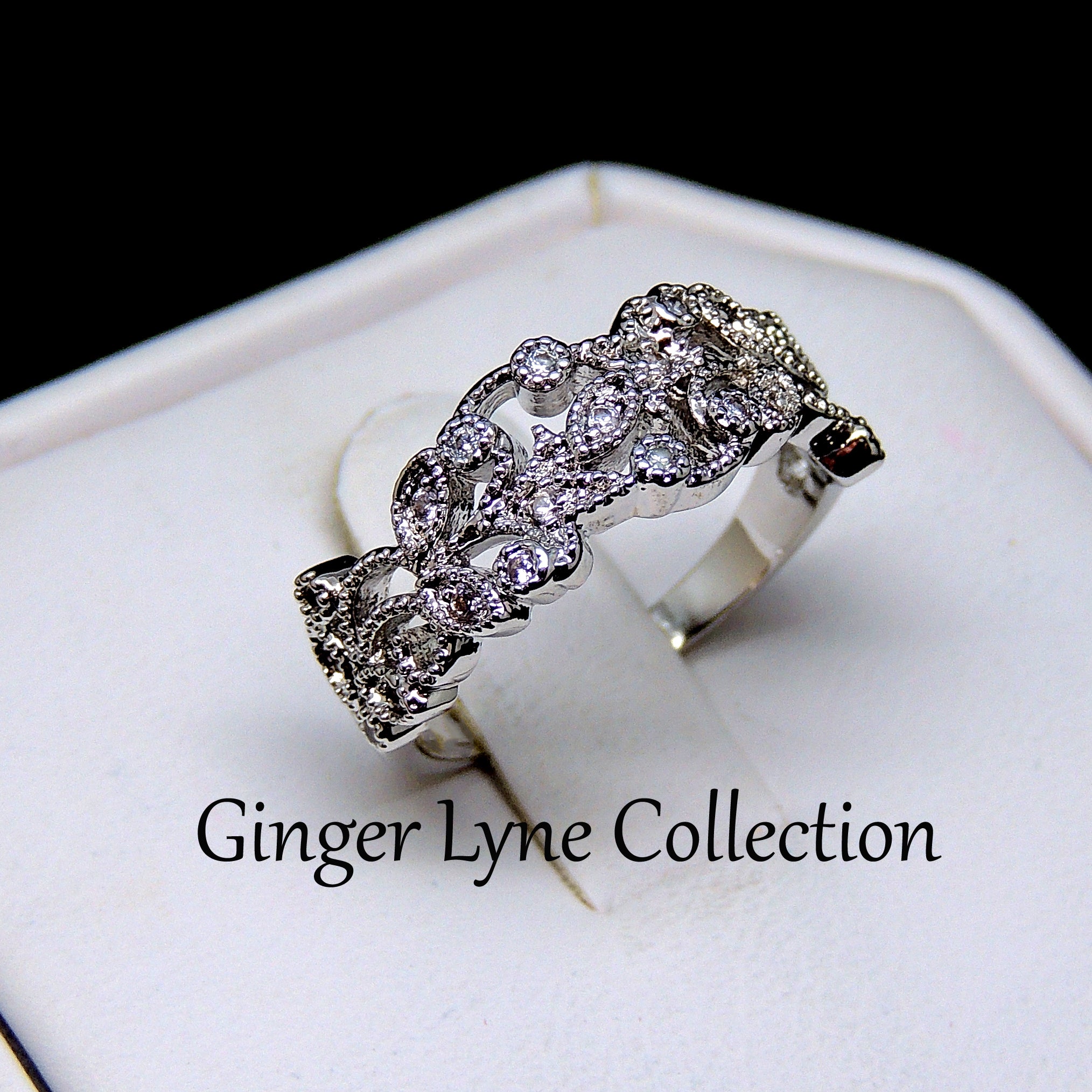 Vines Filigree Wedding Bridal Band Ring Womens Ginger Lyne Collection - 10