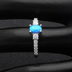 Load image into Gallery viewer, Emil Fire Opal Sterling Silver Cz Engagement Ring Womens Ginger Lyne - Blue,11
