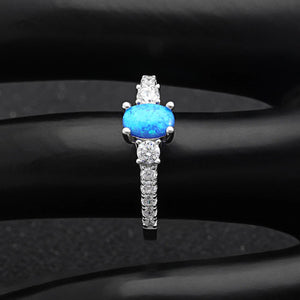 Emil Fire Opal Sterling Silver Cz Engagement Ring Womens Ginger Lyne - Blue,11