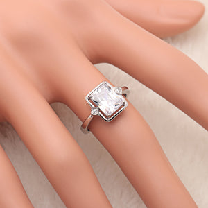 Candra Engagement Ring Women Sterling Silver Emerald Cut Ginger Lyne - 6