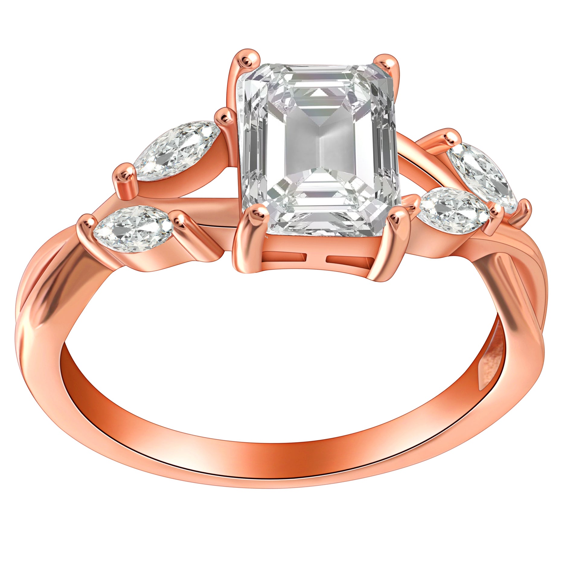 Brendi Engagement Ring Rose Gold Sterling Emerald Marquise Womens Ginger Lyne Collection - 7