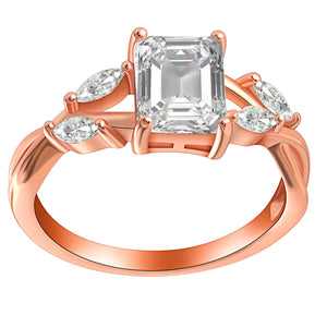 Brendi Engagement Ring Rose Gold Sterling Emerald Marquise Womens - 7