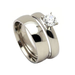 Load image into Gallery viewer, Sabrina Bridal Set Cz Stainless Steel Band Ring Womens Ginger Lyne - 9
